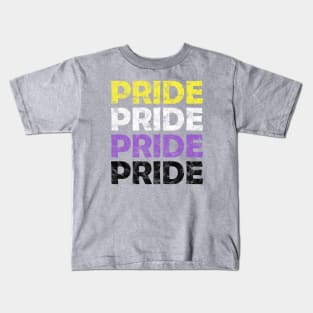 Nonbinary Pride Flag Colors Repeating Text Design Kids T-Shirt